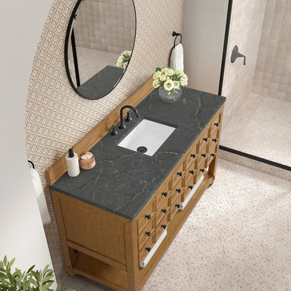Malibu 60" Single Vanity, Amber Birch w/ 3 CM Parisien Bleu Top