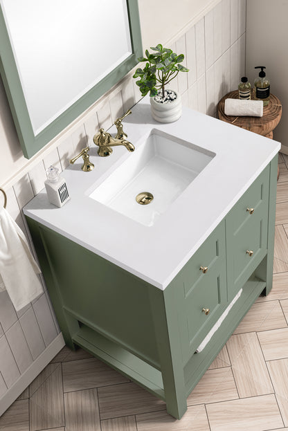 Renovate for Less Atlanta Breckenridge 30" Single Vanity, Smokey Celadon w/ 3 CM White Zeus Top