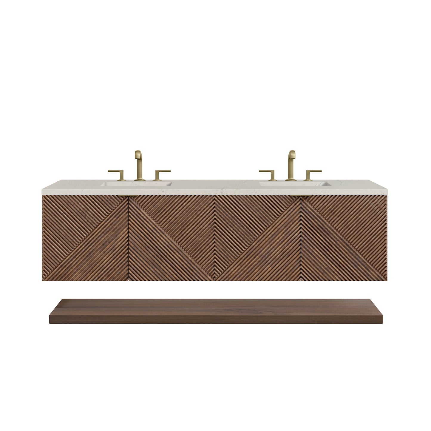 Renovate for Less Atlanta Marcello 72" Double Vanity, Chestnut, w/ 3 CM Siberian Silestone Top w/FreePower Wireless Charger