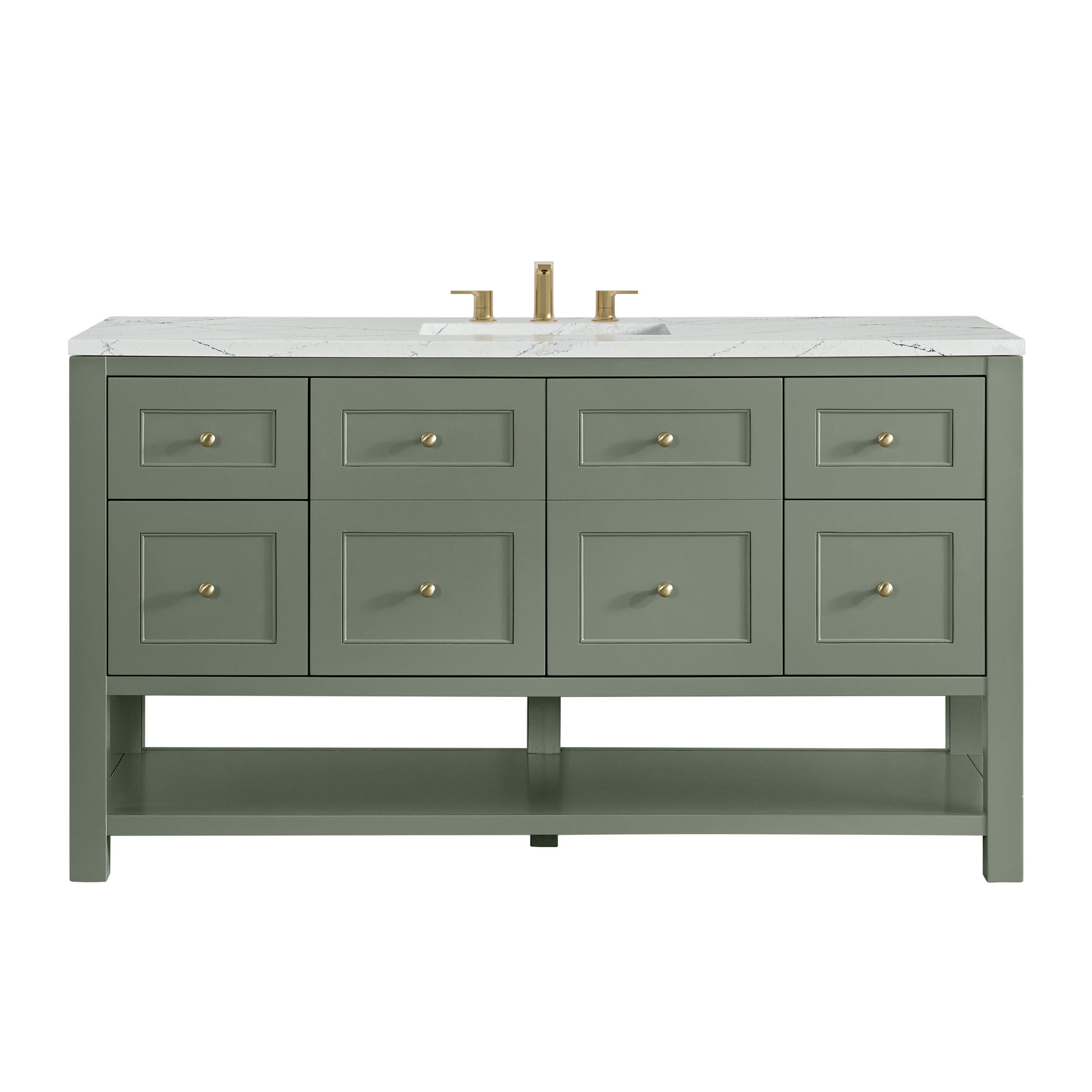 Renovate for Less Atlanta Breckenridge 60" Single Vanity, Smokey Celadon, w/ 3 CM Ethereal Noctis Quartz Top