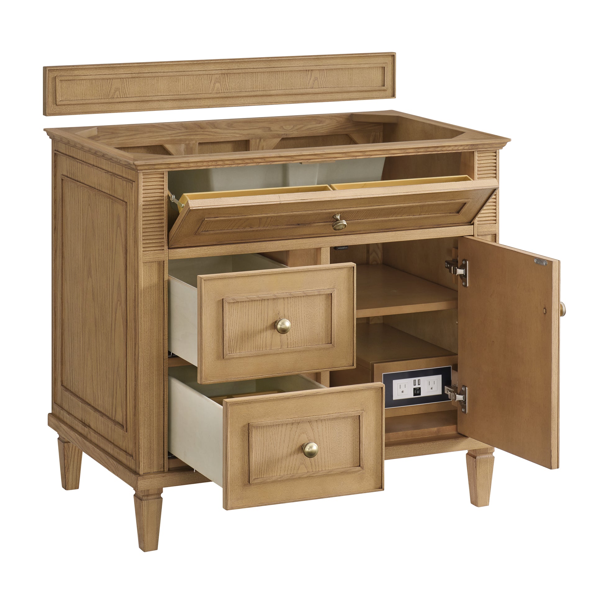 Renovate for Less Atlanta Lorelai 36" Single Vanity, Light Natural Oak w/ 3 CM Lime Delight Silestone Top