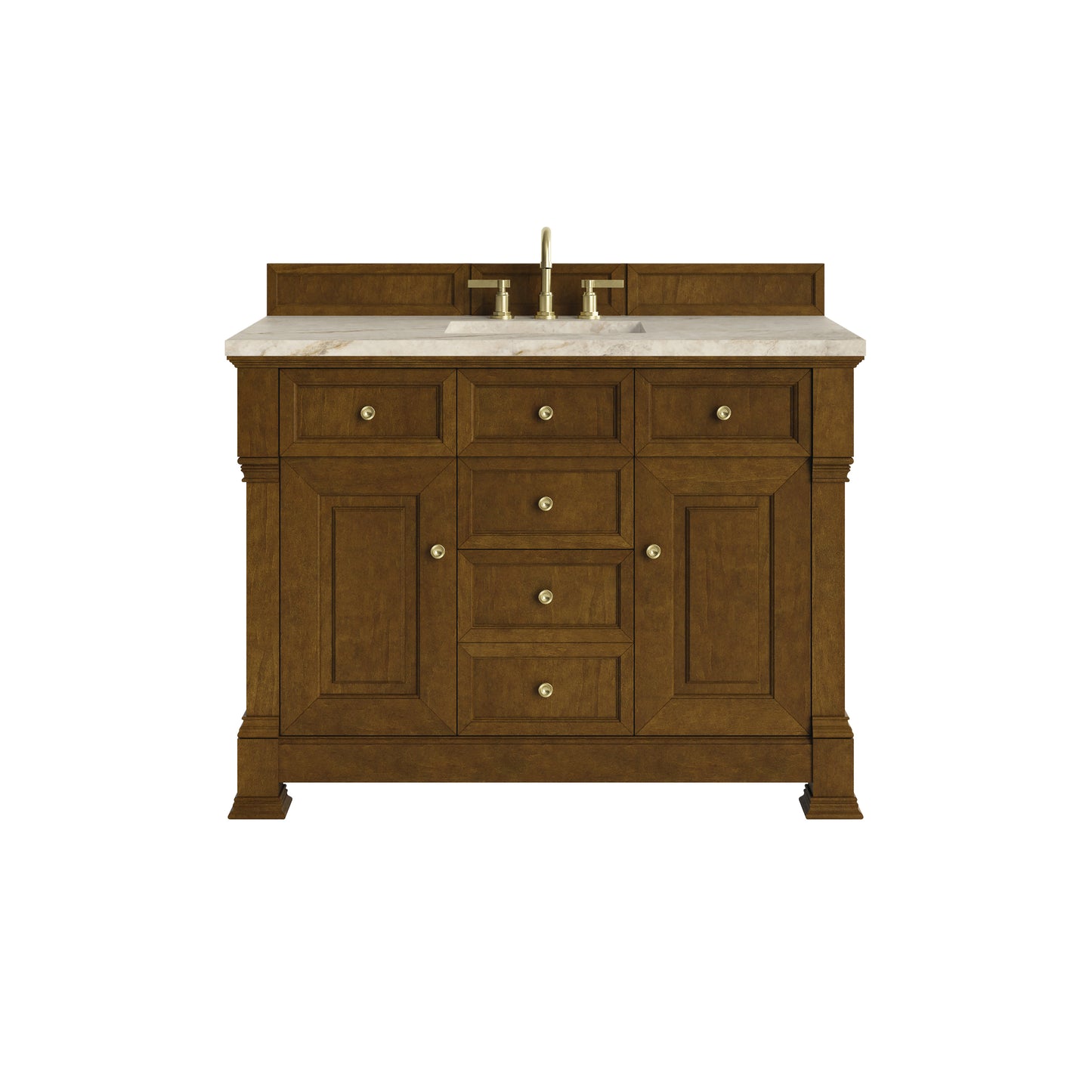 Renovate for Less Atlanta Brookfield 48" Single Vanity, Honey Oak, w/ 3 CM Tajnar Eclos Top