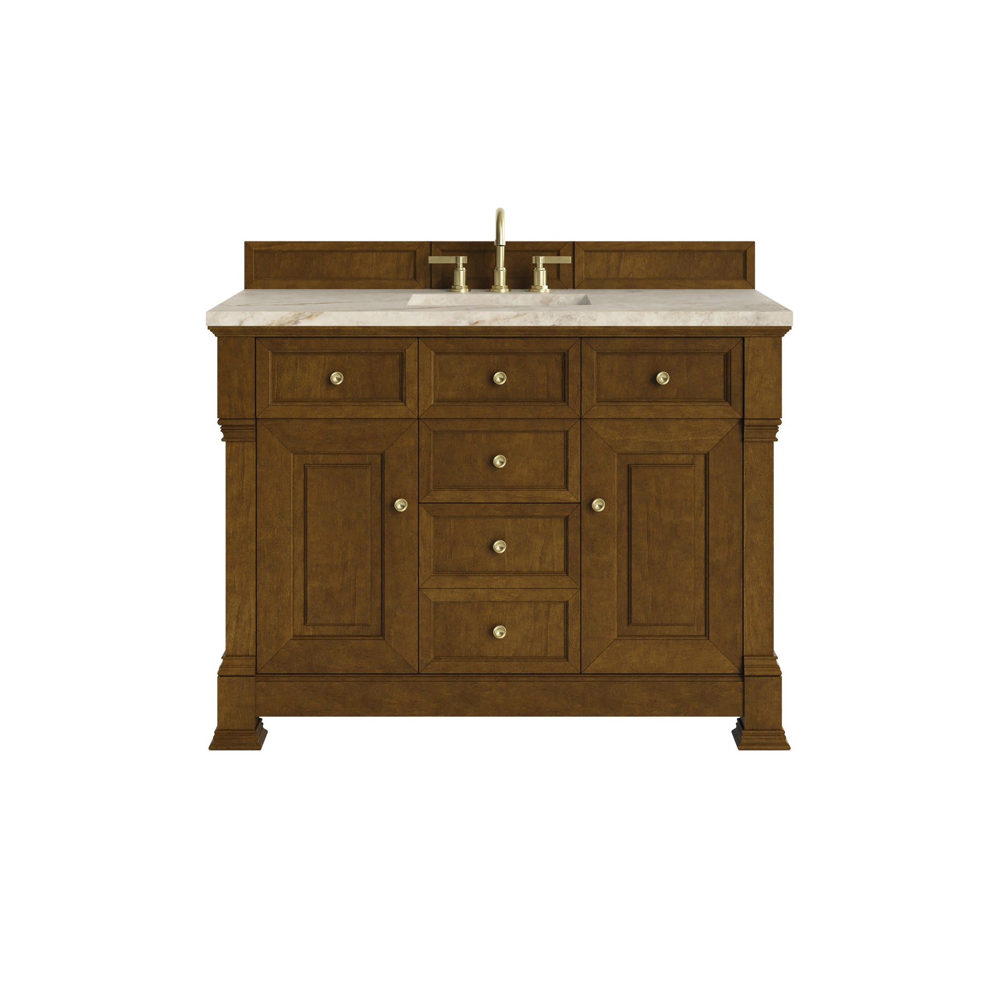 Renovate for Less Atlanta Brookfield 48" Single Vanity, Honey Oak, w/ 3 CM Tajnar Eclos Top