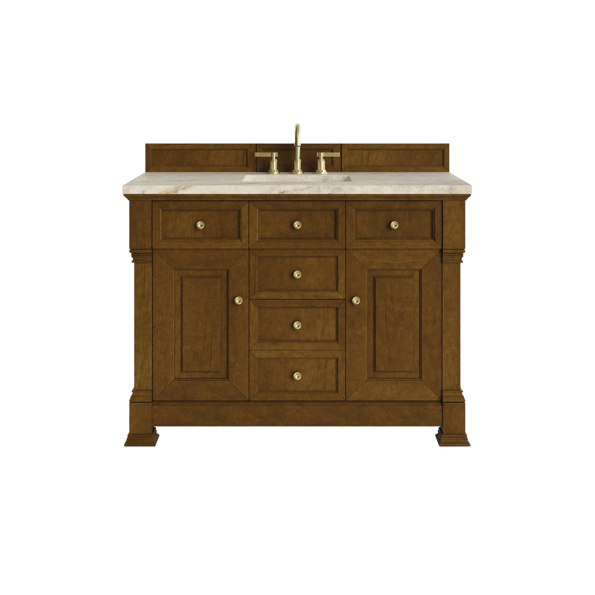 Brookfield 48" Single Vanity, Honey Oak, w/ 3 CM Tajnar Eclos Top w/FreePower Wireless Charger