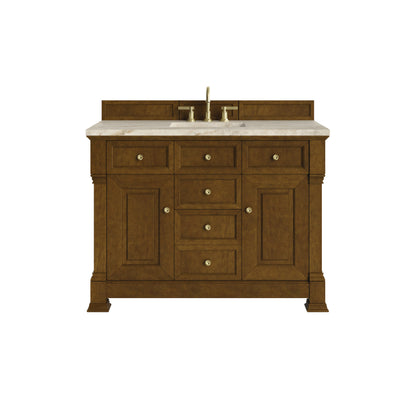 Renovate for Less Atlanta Brookfield 48" Single Vanity, Honey Oak, w/ 3 CM Tajnar Eclos Top w/FreePower Wireless Charger