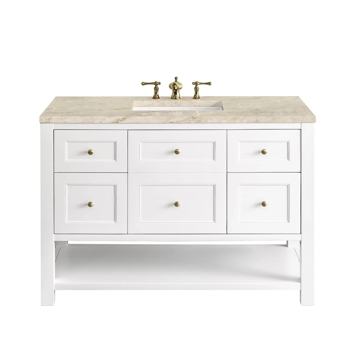Breckenridge 48" Single Vanity, Bright White, w/ 3 CM Tajnar Eclos Top w/FreePower Wireless Charger