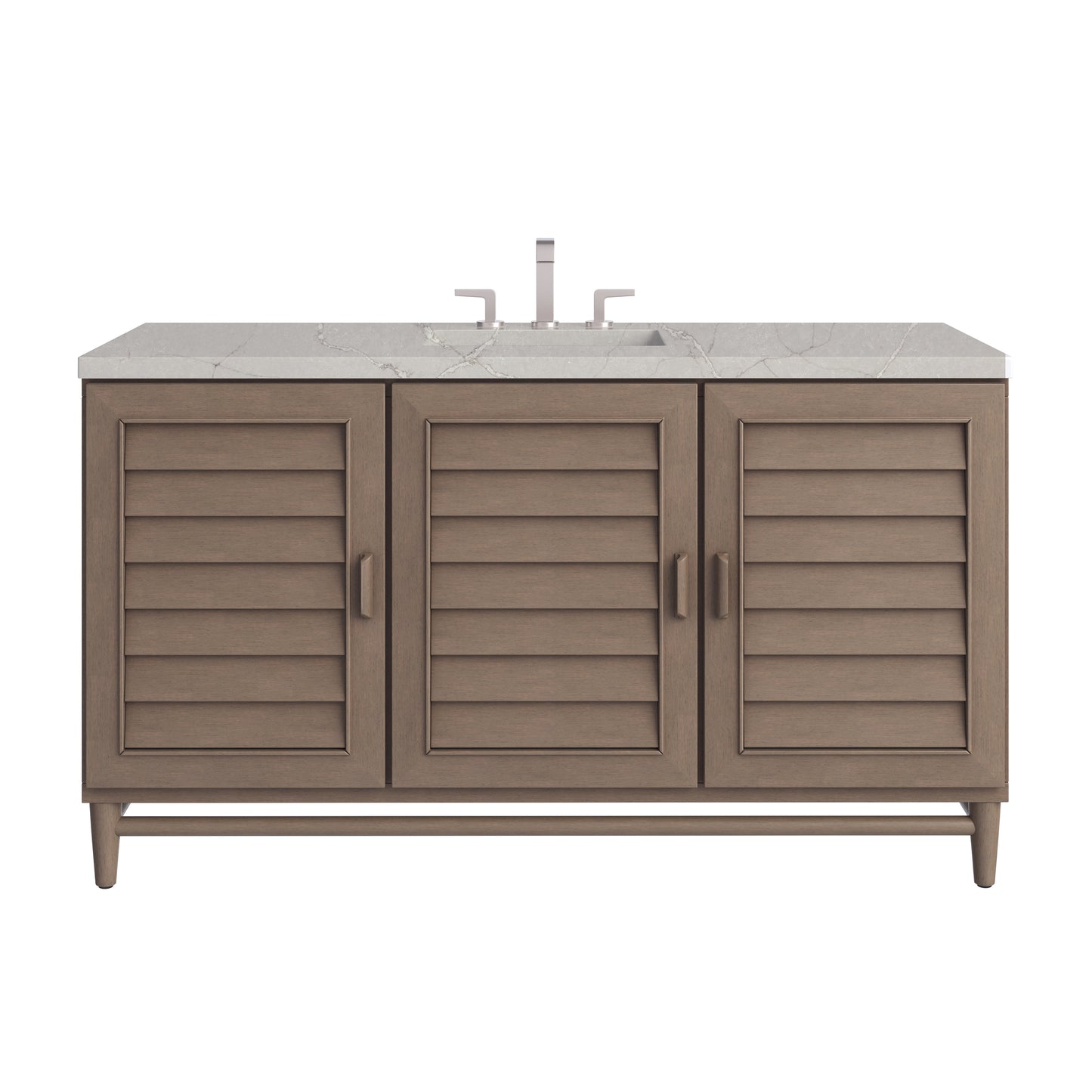Renovate for Less Atlanta Portland 60" Single Vanity Whitewashed Walnut w/ 3 CM Victorian Silver Silestone Top