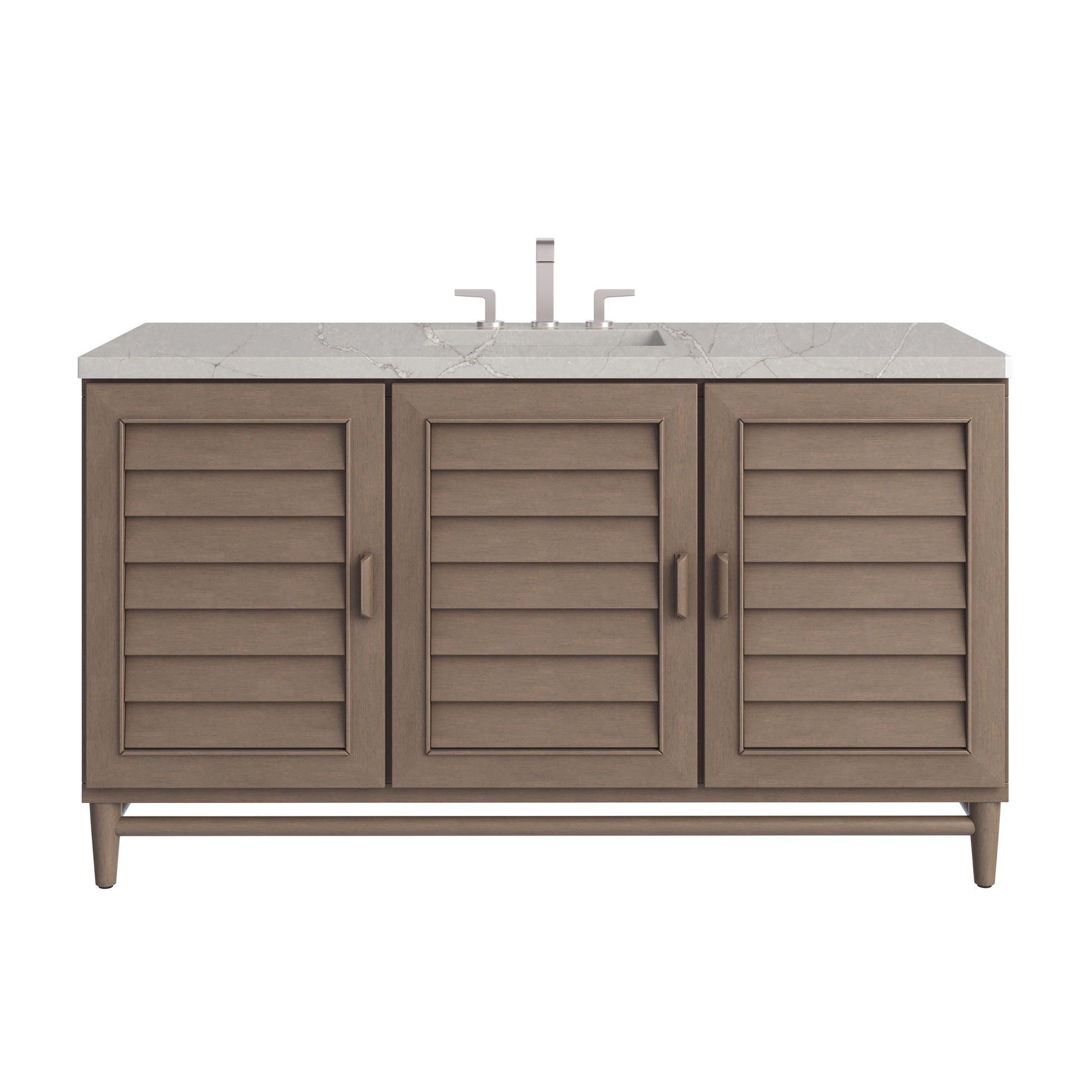 Renovate for Less Atlanta Portland 60" Single Vanity Whitewashed Walnut w/ 3 CM Victorian Silver Silestone Top