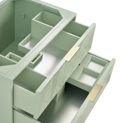 Renovate for Less Atlanta Emmeline 36" Single Vanity, Pistachio w/ Single Hole 3 CM White Zeus Top & Backsplash