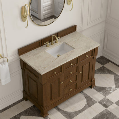 Renovate for Less Atlanta Brookfield 48" Single Vanity, Honey Oak, w/ 3 CM Tajnar Eclos Top