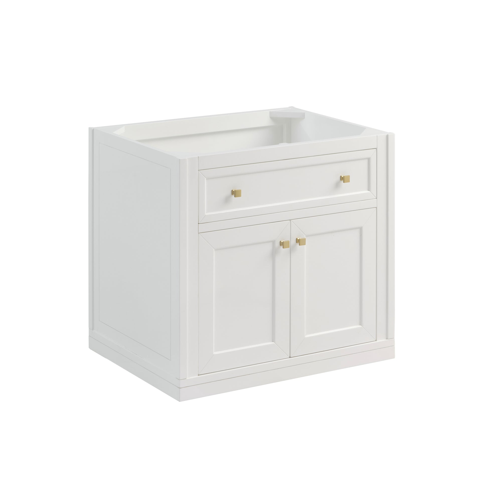 Renovate for Less Atlanta Chicago 30" Single Vanity, Glossy White, w/ 3 CM Victorian Silver Silestone® Top