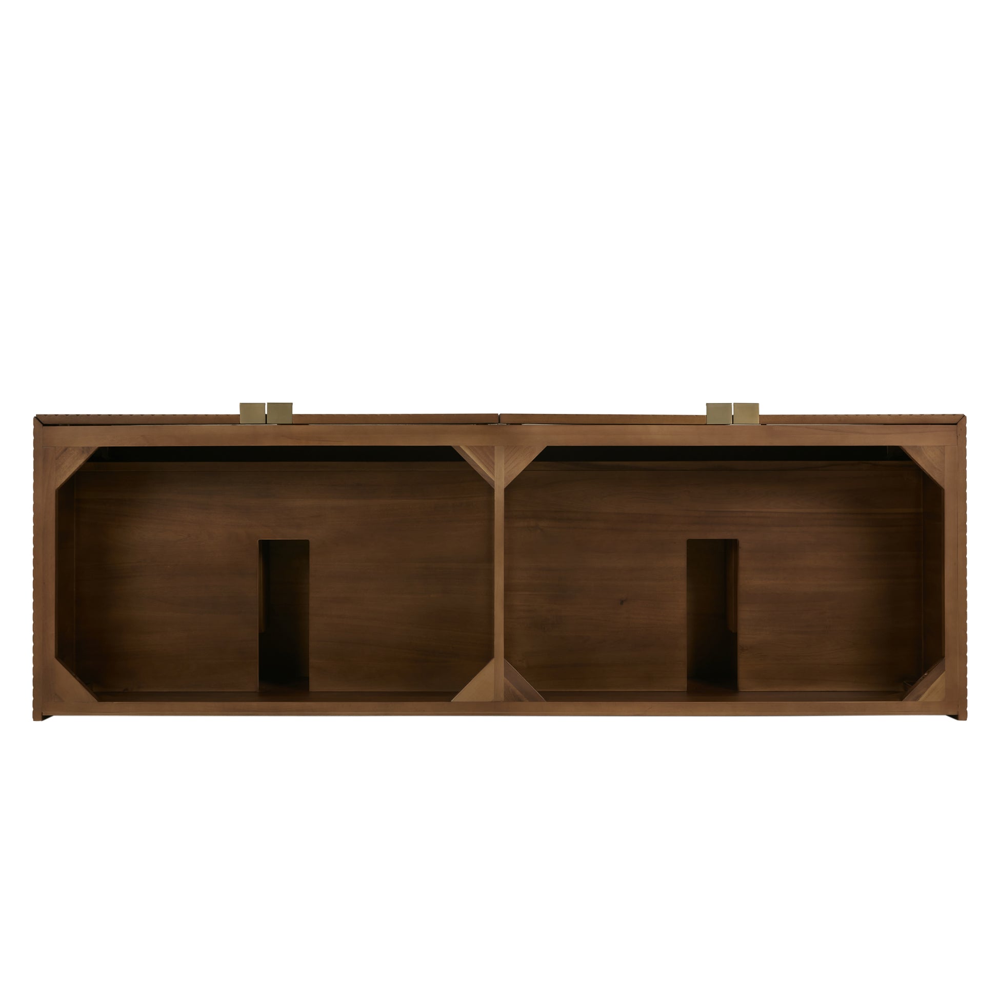 Renovate for Less Atlanta Marcello 72" Double Vanity, Chestnut w/ 3 CM White Zeus Top