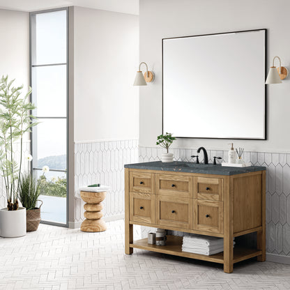 Renovate for Less Atlanta Breckenridge 48" Single Vanity, Light Natural Oak w/ 3 CM Parisien Bleu Top w/FreePower Wireless Charger