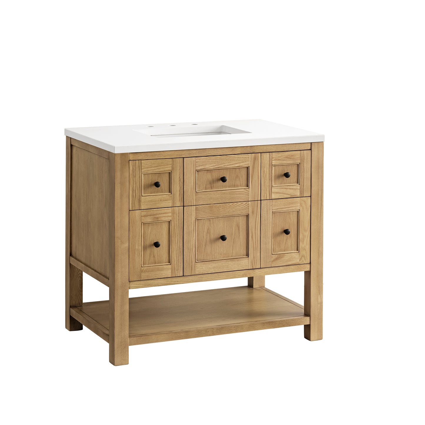 Renovate for Less Atlanta Breckenridge 36" Single Vanity, Light Natural Oak w/ 3 CM White Zeus Top