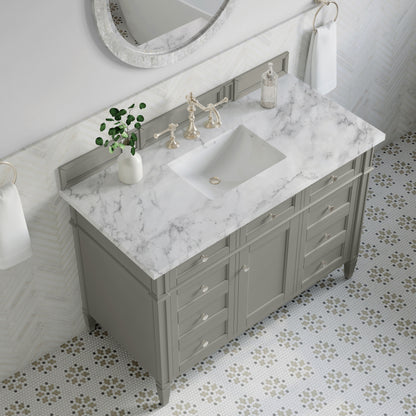 Renovate for Less Atlanta Brittany 48" Single Vanity, Urban Gray w/ 3 CM Carrara Marble Top