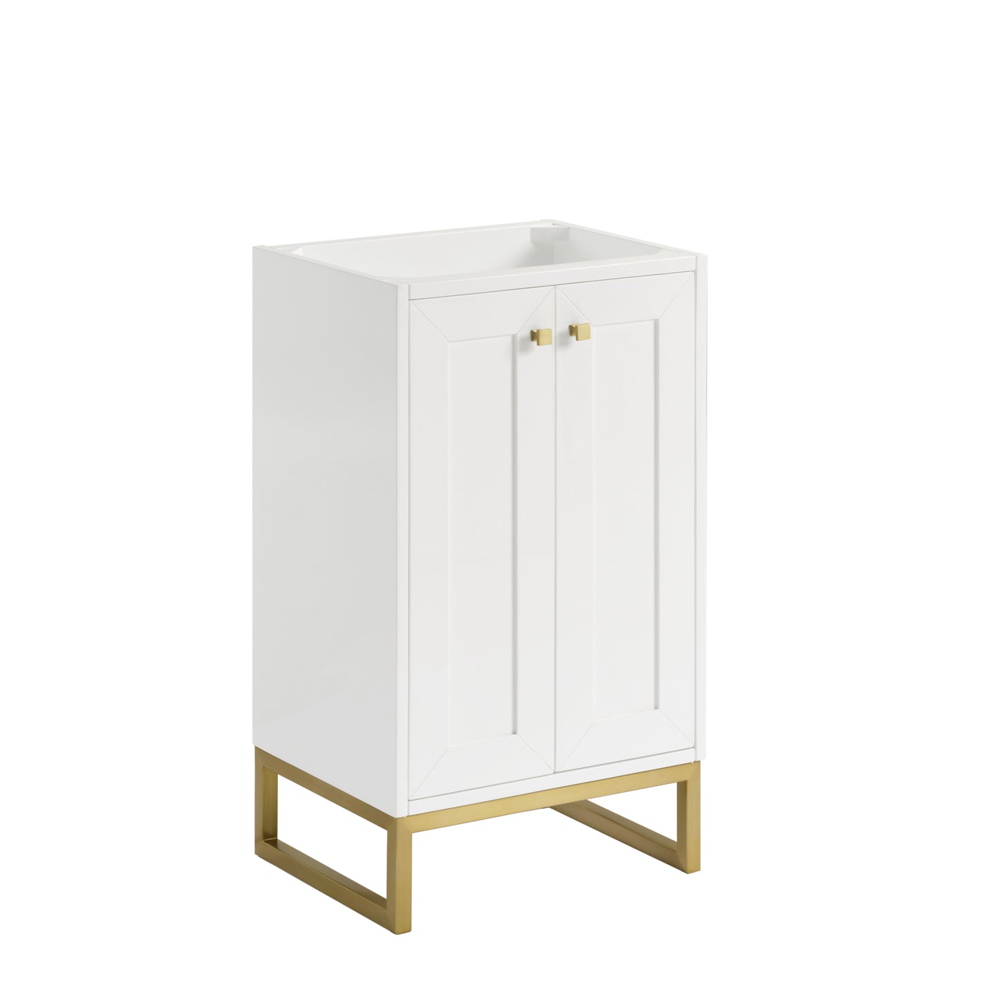 Renovate for Less Atlanta Chianti 20" Single Cabinet, Glossy White, Champagne Brass