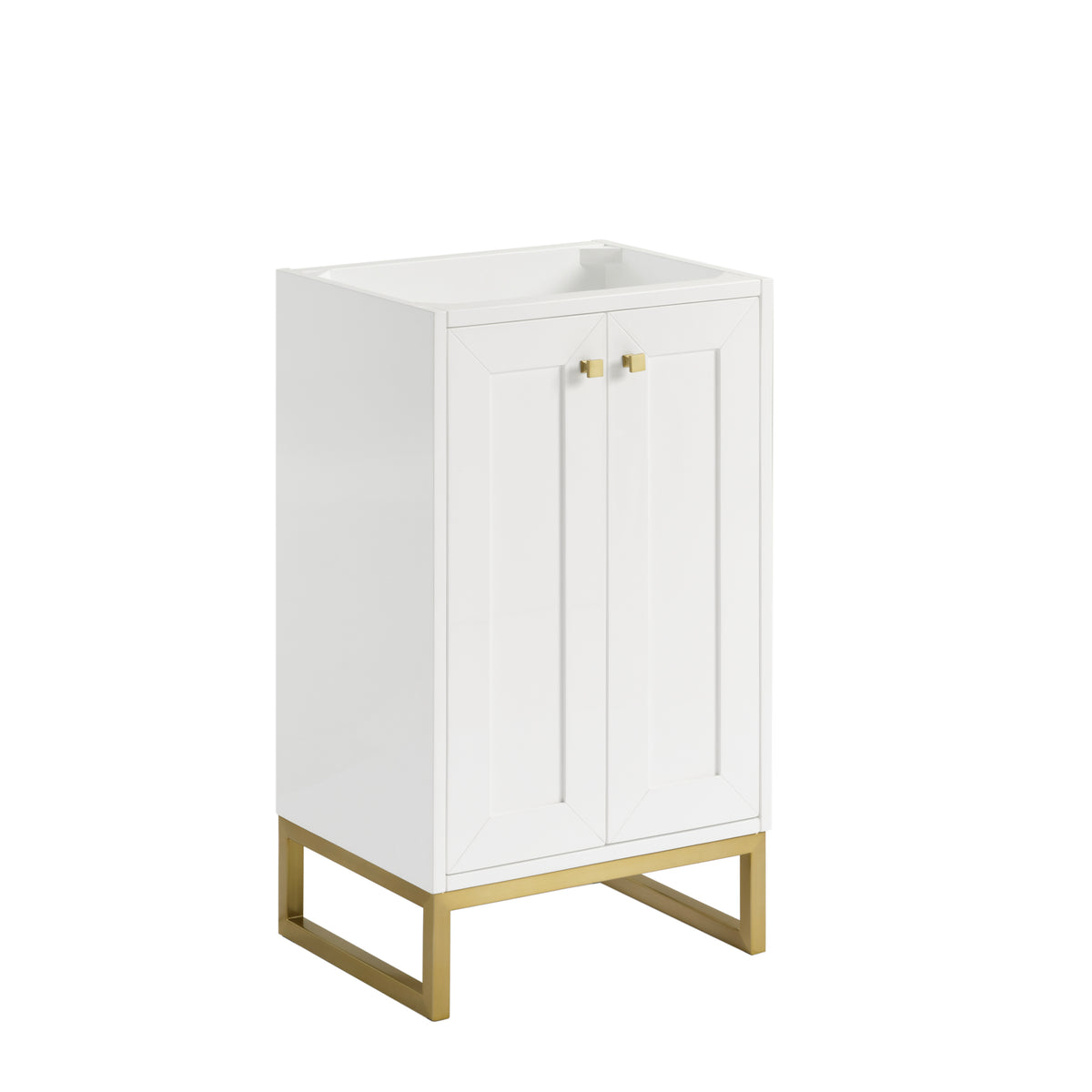 Renovate for Less Atlanta Chianti 20" Single Cabinet, Glossy White, Champagne Brass