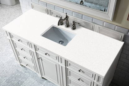 Renovate for Less Atlanta Bristol 60" Single Vanity, Bright White w/ 3 CM White Zeus Silestone Top
