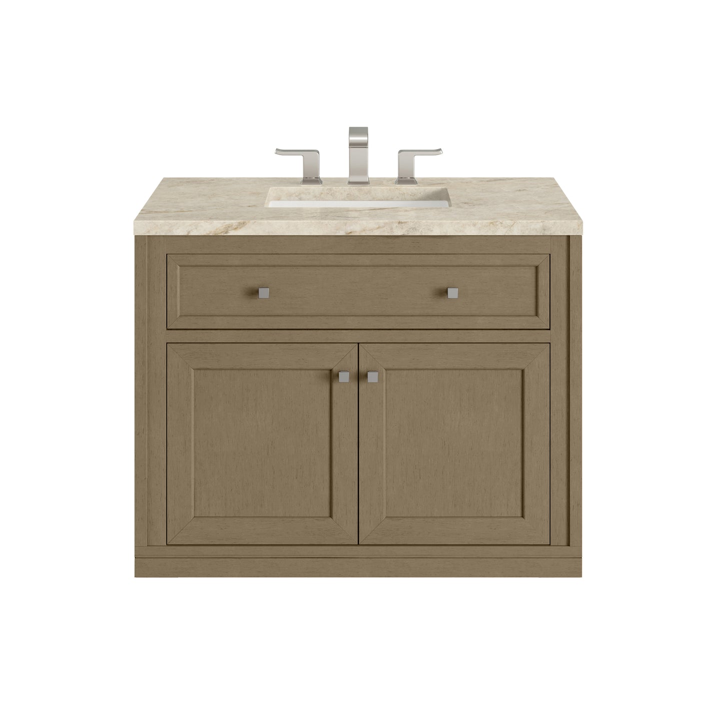 Renovate for Less Atlanta Chicago 36" Single Vanity, Walnut Whisper, w/ 3 CM Tajnar Eclos Top