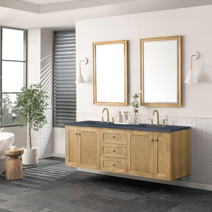 Renovate for Less Atlanta Laurent 72" Double Vanity, Light Natural Oak w/ 3 CM Charcoal Soapstone Top