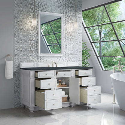 Bristol 60" Single Vanity, Bright White w/ 3 CM Charcoal Soapstone Silestone Top
