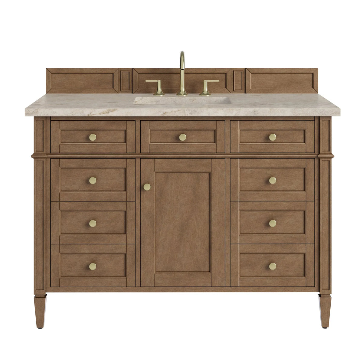 Brittany 48" Single Vanity, Pecan w/ 3 CM Tajnar Eclos Top w/FreePower Wireless Charger