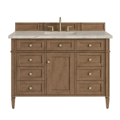 Brittany 48" Single Vanity, Pecan w/ 3 CM Tajnar Eclos Top w/FreePower Wireless Charger