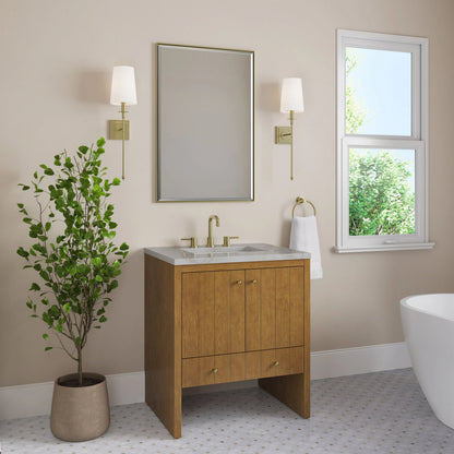 Hudson 30" Single Vanity, Honey Oak w/ 3 CM Victorian Silver Silestone Top