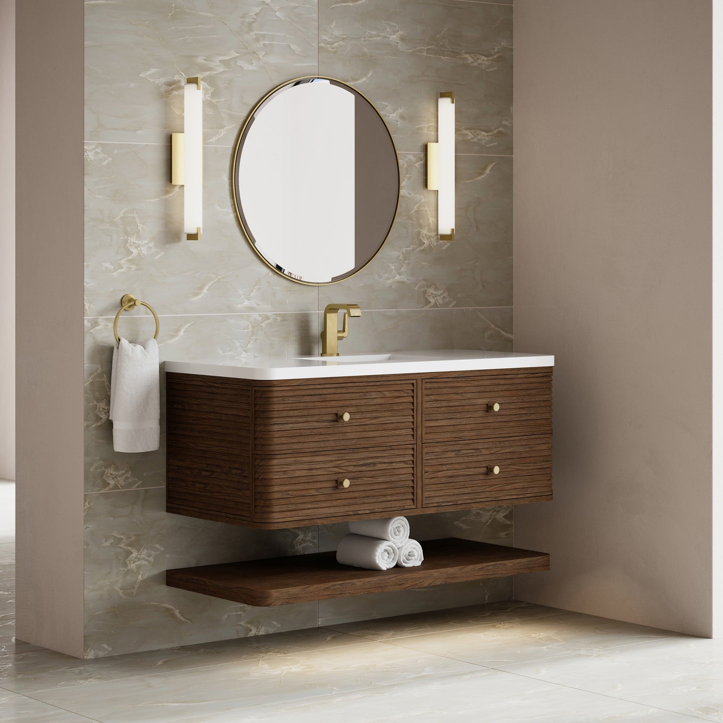 Renovate for Less Atlanta Allamari 48" Single Vanity, Sable w/ Single Hole 3 CM White Zeus Silestone Top