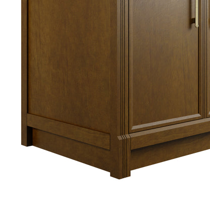 Renovate for Less Atlanta Bellshire 96" Dual Vanity Set with 24" Make-Up Counter, Honey Oak w/3 cm Tajnar Eclos Top