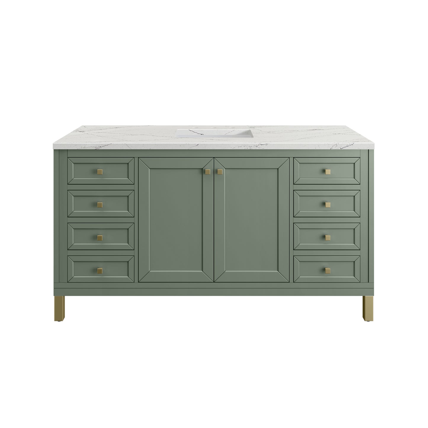 Renovate for Less Atlanta Chicago 60" Single Vanity, Smokey Celadon, w/ 3 CM Ethereal Noctis Silestone® Top