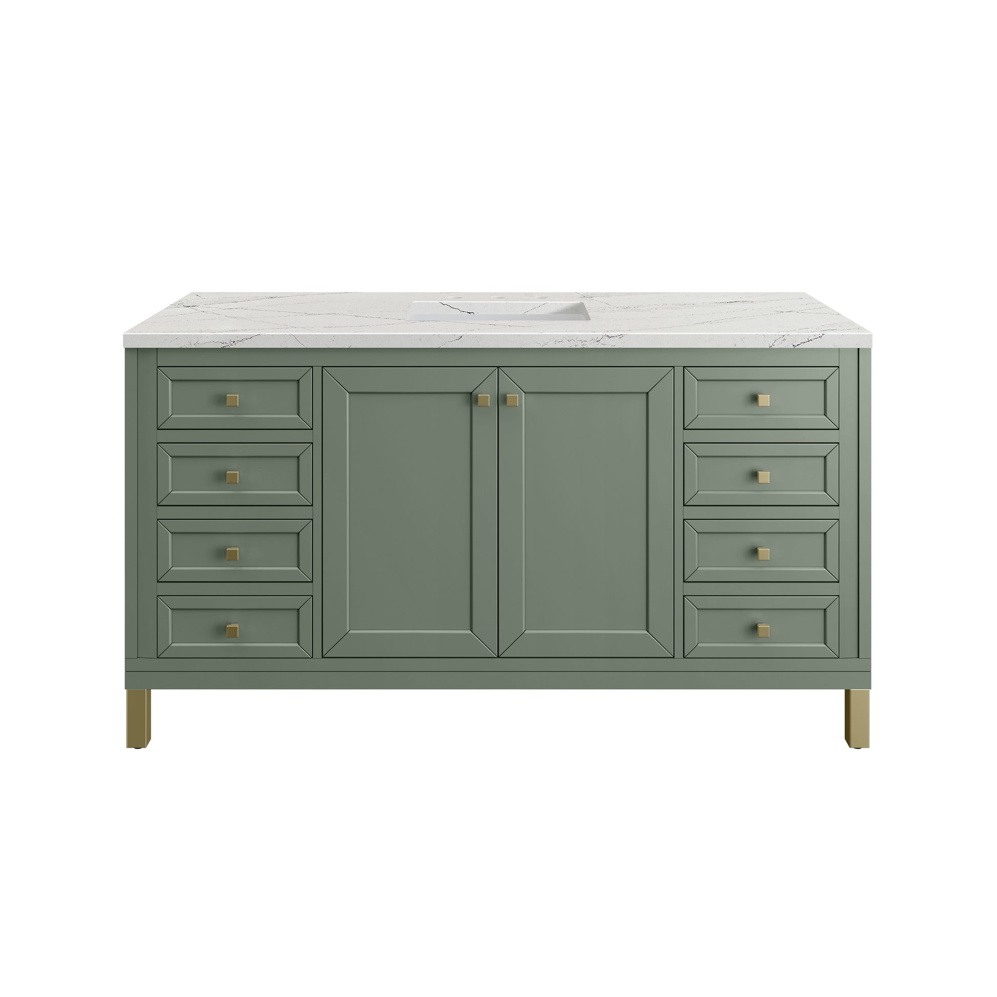 Renovate for Less Atlanta Chicago 60" Single Vanity, Smokey Celadon, w/ 3 CM Ethereal Noctis Silestone® Top