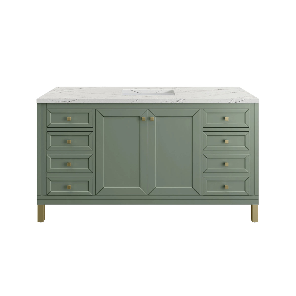 Chicago 60" Single Vanity, Smokey Celadon, w/ 3 CM Ethereal Noctis Silestone® Top