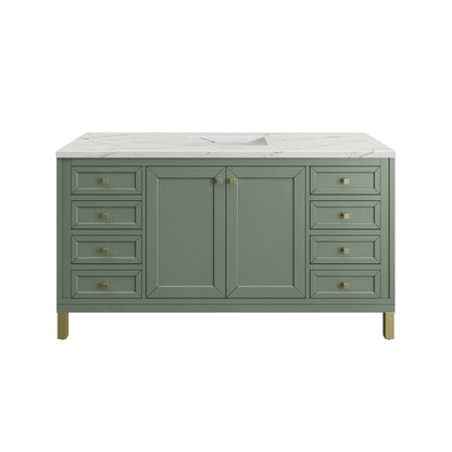 Chicago 60" Single Vanity, Smokey Celadon, w/ 3 CM Ethereal Noctis Silestone® Top