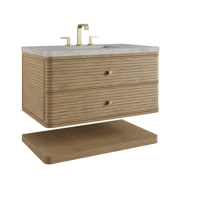 Allamari 36" Single Vanity, Dune Mist w/ 3 CM Victorian Silver Silestone Top
