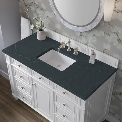 Bristol 48" Single Vanity, Bright White w/ 3 CM Charcoal Soapstone Silestone Top
