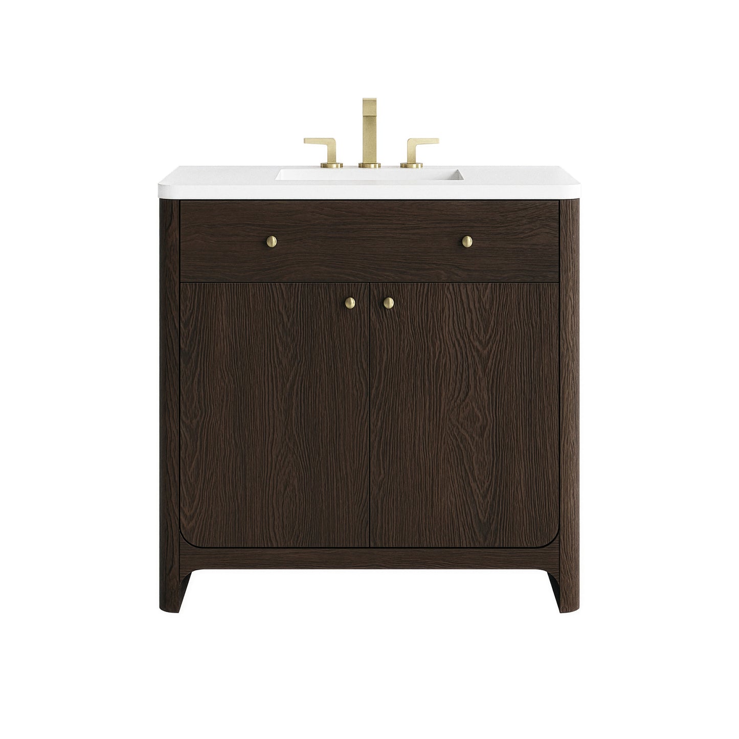 Renovate for Less Atlanta Gracyn 36" Single Vanity, Sable, w/ 3 CM White Zeus Quartz Widespread Top