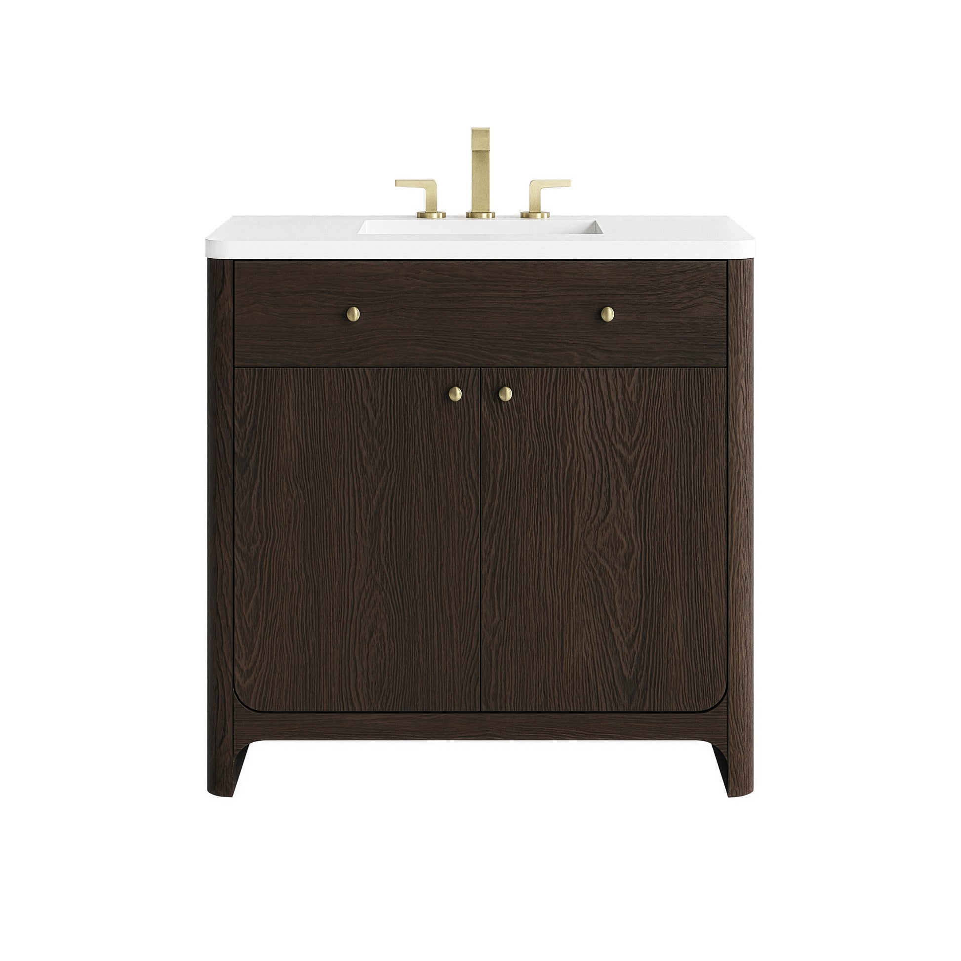 Renovate for Less Atlanta Gracyn 36" Single Vanity, Sable, w/ 3 CM White Zeus Quartz Widespread Top