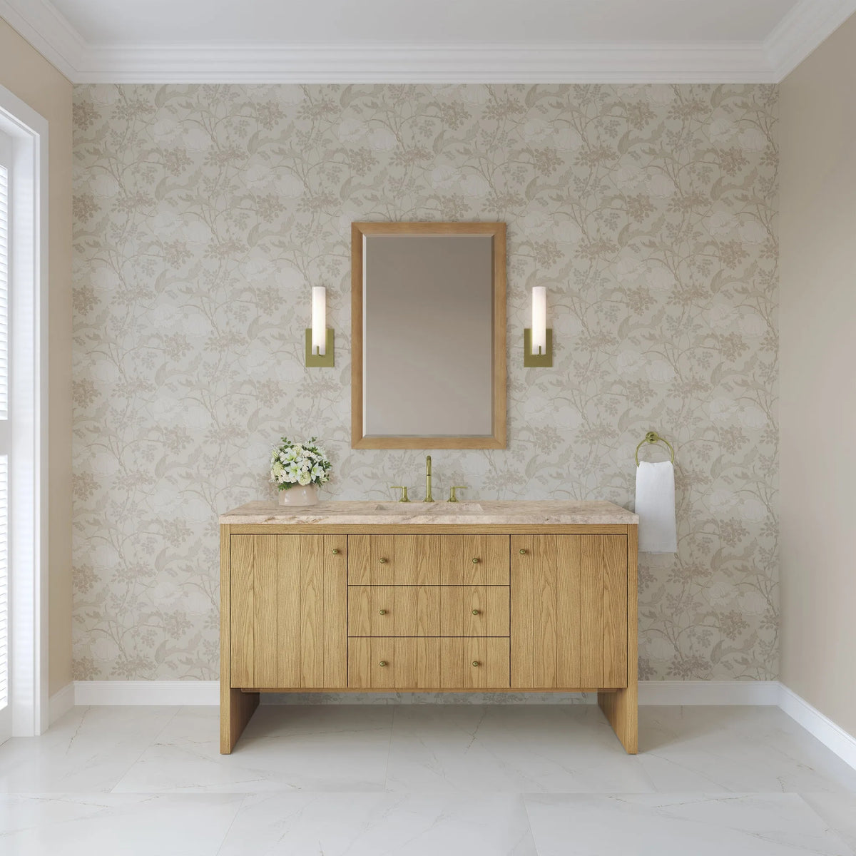 Hudson 60" Single Vanity, Light Natural Oak, w/ 3 CM Tajnar Eclos Top