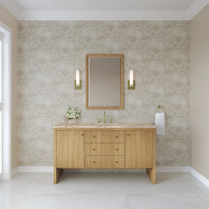 Hudson 60" Single Vanity, Light Natural Oak, w/ 3 CM Tajnar Eclos Top