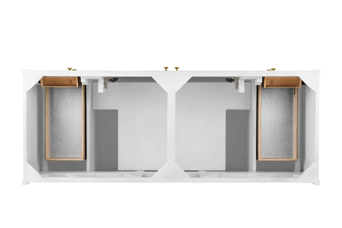Chicago 60" Double Vanity, Glossy White, w/ 3 CM Eternal Jasmine Pearl Silestone® Top w/FreePower Wireless Charger