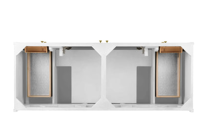 Chicago 60" Double Vanity, Glossy White, w/ 3 CM Eternal Jasmine Pearl Silestone® Top w/FreePower Wireless Charger