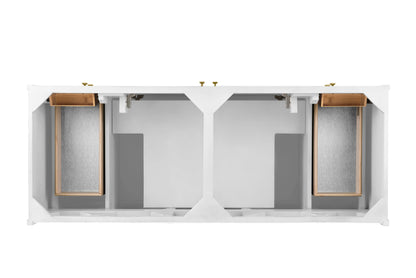 Renovate for Less Atlanta Chicago 60" Double Vanity, Glossy White, w/ 3 CM Carrara Marble Top