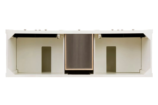 Renovate for Less Atlanta Brittany 72" Double Vanity, Bright White Vanity w/ 3 CM Victorian Silver Silestone Top