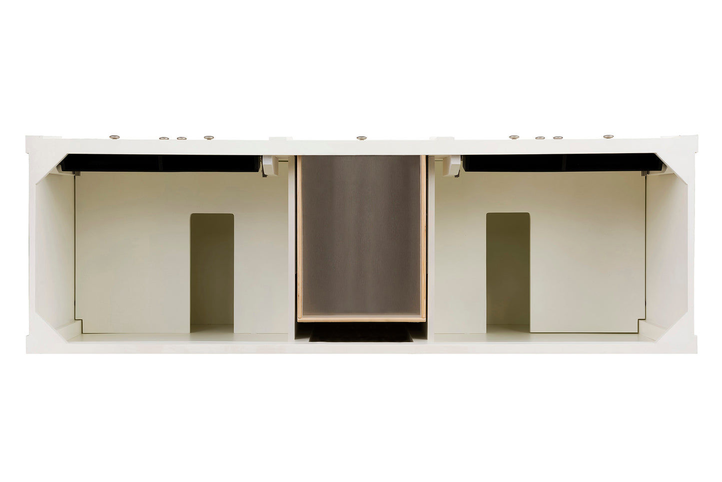 Renovate for Less Atlanta Brittany 72" Double Vanity in Bright White, w/ 3 CM Tajnar Eclos Top w/FreePower Wireless Charger