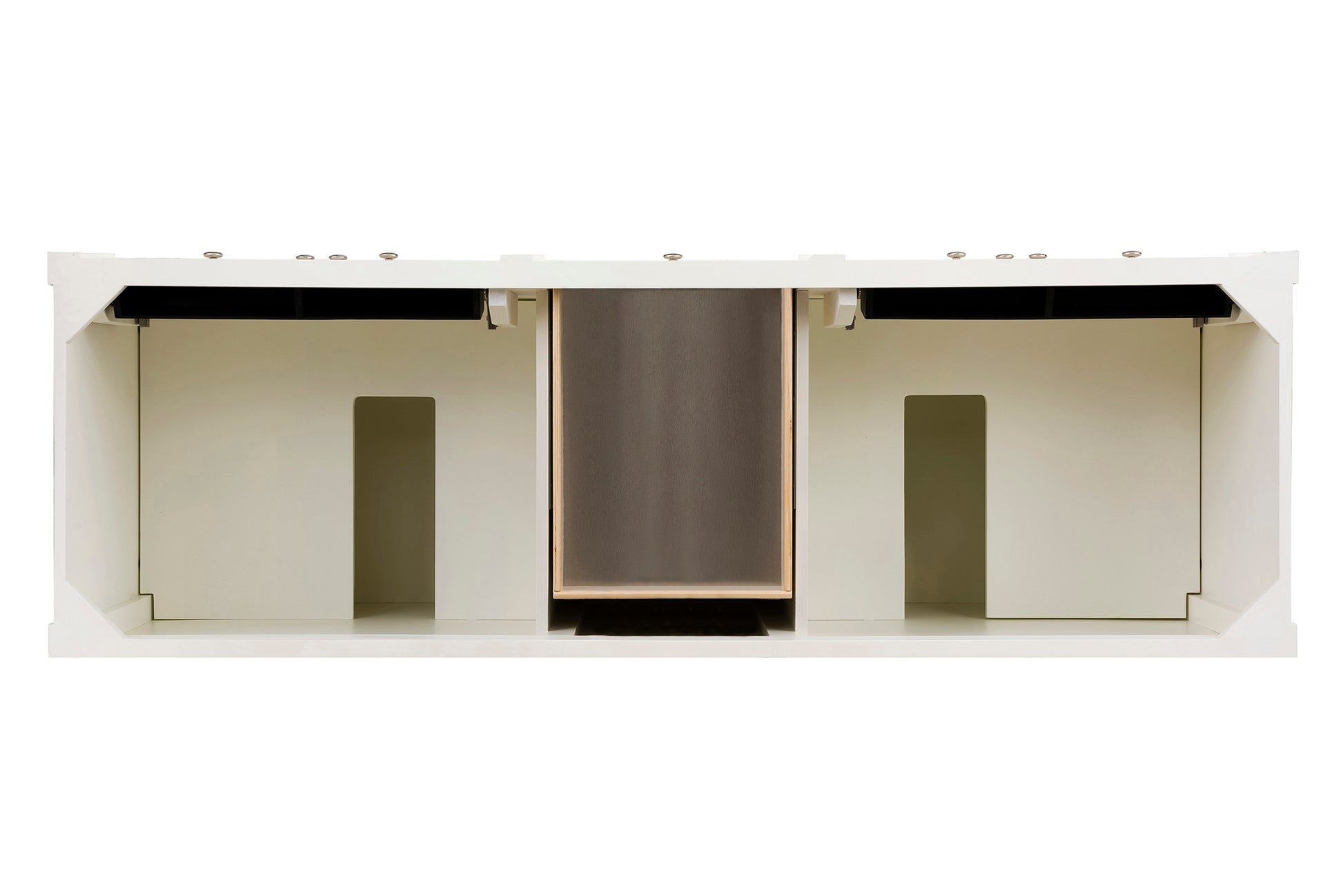 Renovate for Less Atlanta Brittany 72" Double Vanity, Bright White Vanity w/ 3 CM Victorian Silver Silestone Top