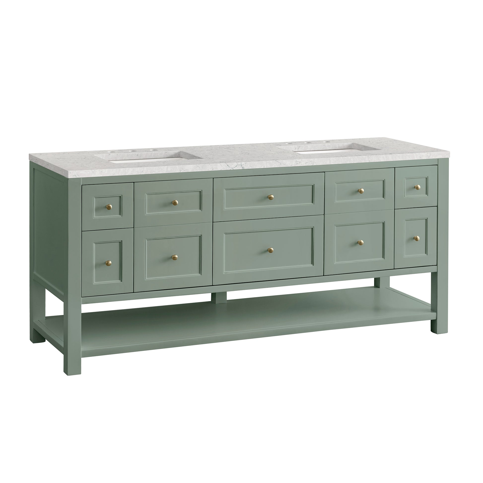 Renovate for Less Atlanta Breckenridge 72" Double Vanity, Smokey Celadon w/ 3 CM Eternal Jasmine Pearl Top