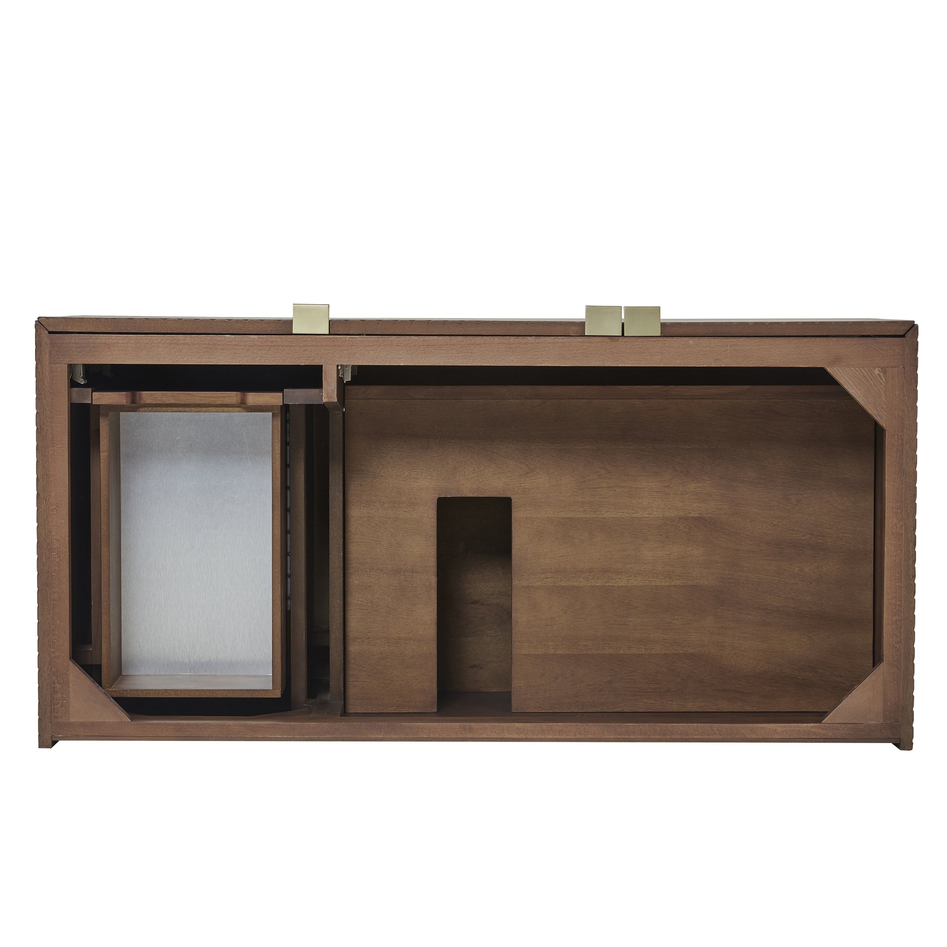Renovate for Less Atlanta Marcello 48" Single Vanity, Chestnut w/ 3 CM Victorian Silver Silestone Top w/ FreePower Wireless Charger