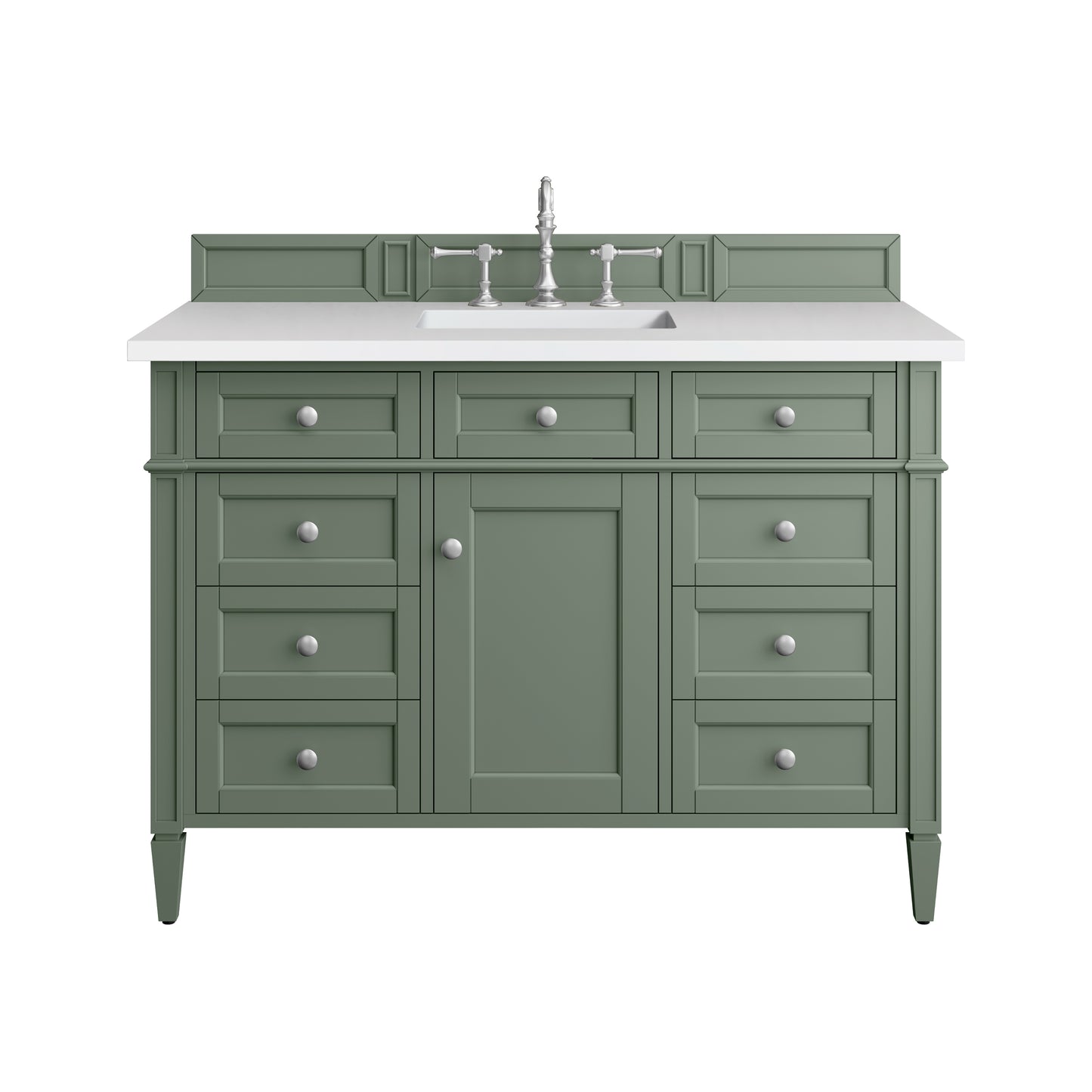Renovate for Less Atlanta Brittany 48" Single Vanity, Smokey Celadon w/ 3 CM White Zeus Top