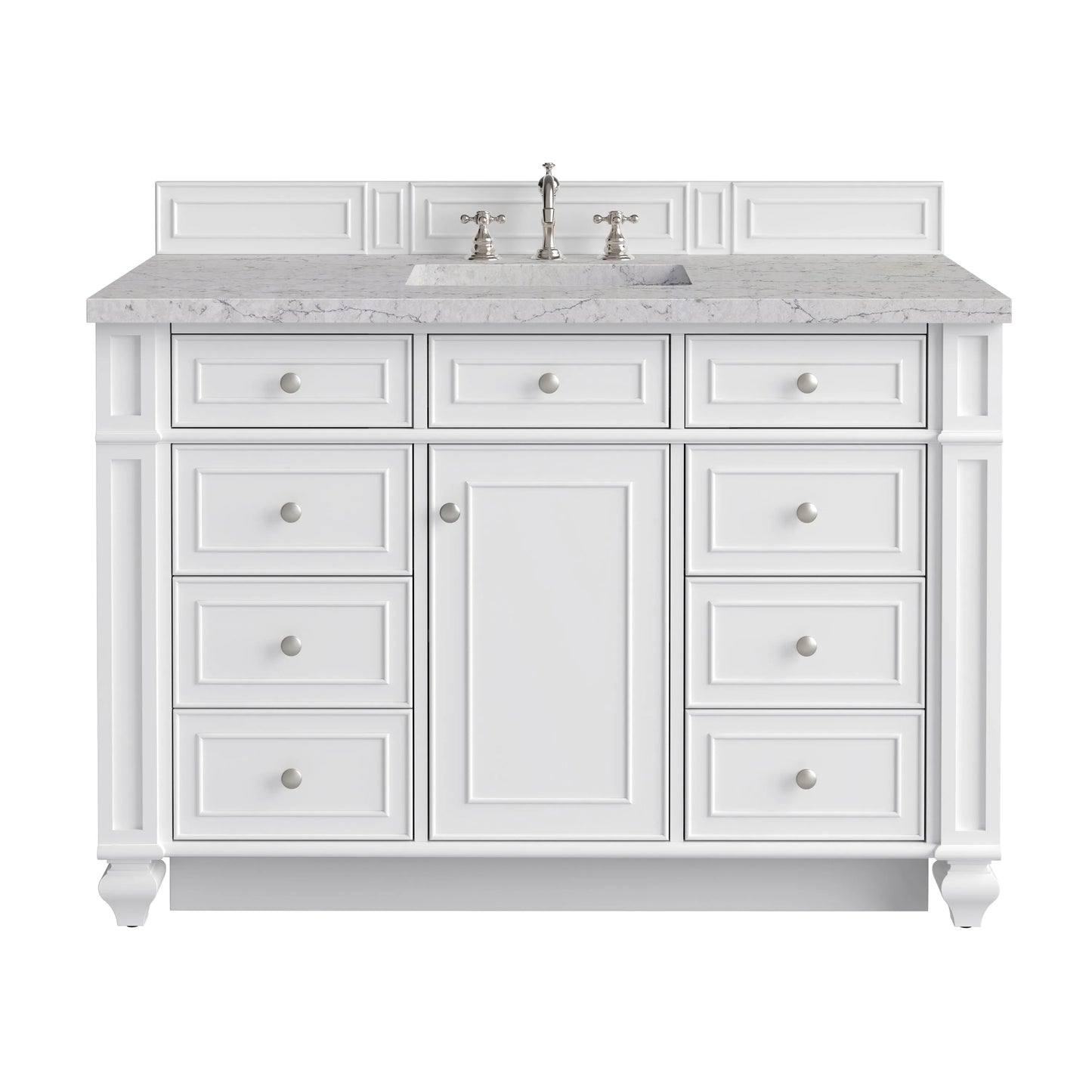 Bristol 48" Single Vanity, Bright White w/ 3 CM Eternal Jasmine Pearl Silestone Top